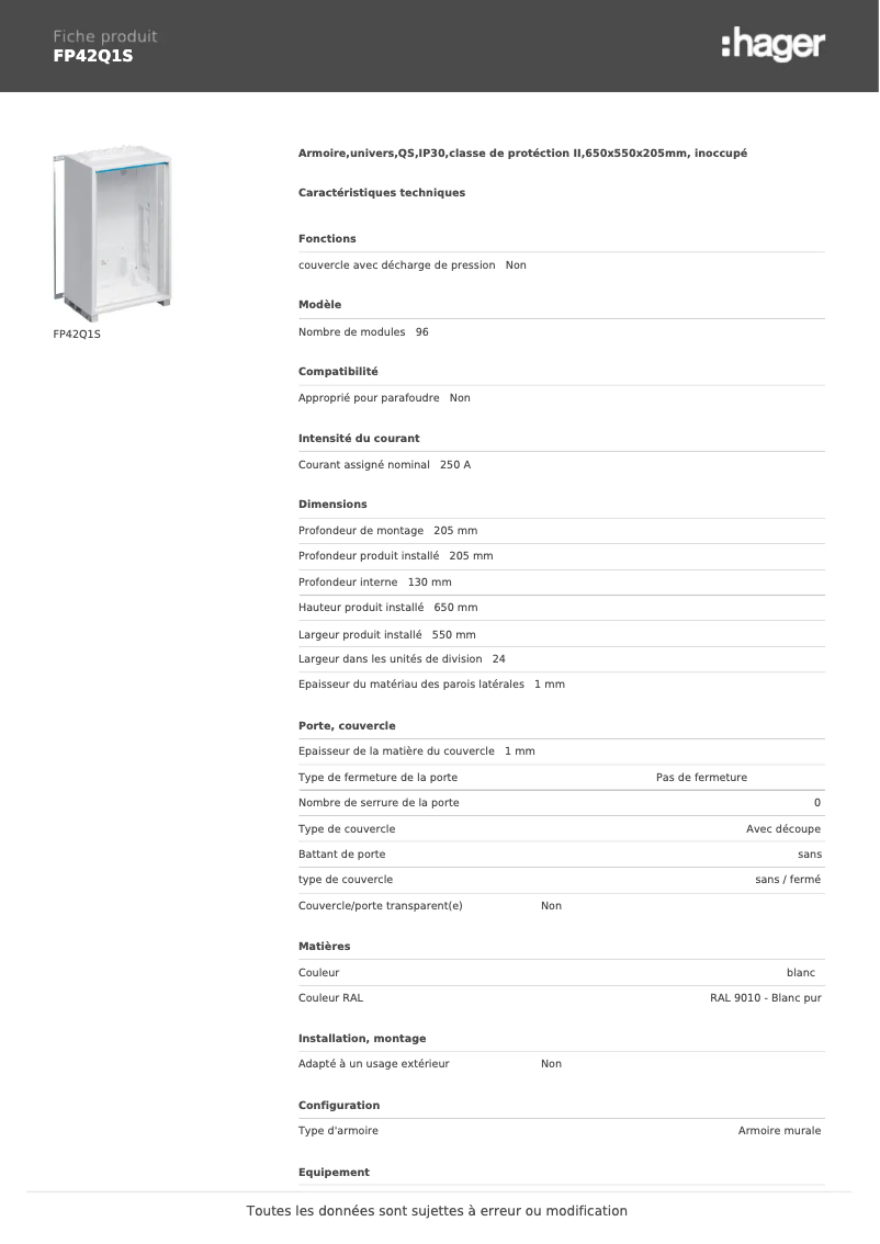 Image de la première page du manuel de l'appareil FP42Q1S