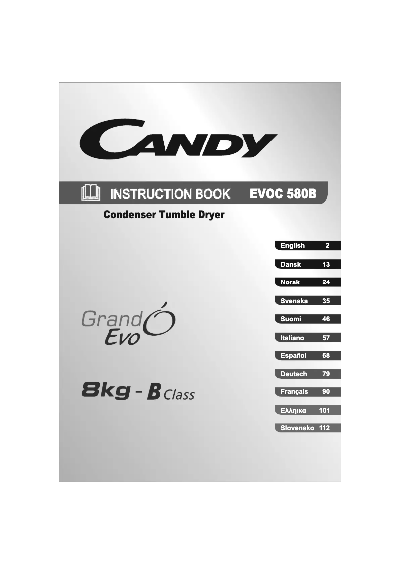 Page 1 de la notice Manuel utilisateur Candy EVOC 580 NB-S