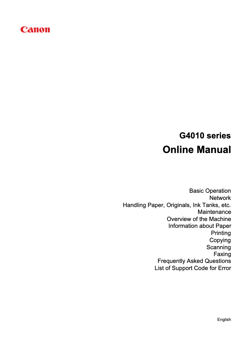 Page 1 de la notice Manuel utilisateur Canon PIXMA G4110