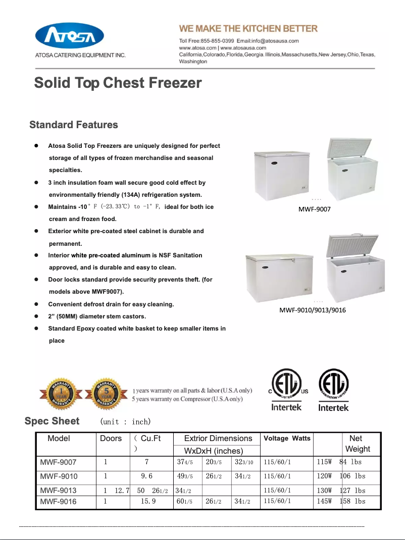 Página 1 del manual Ficha técnica Atosa Commercial MWF9010