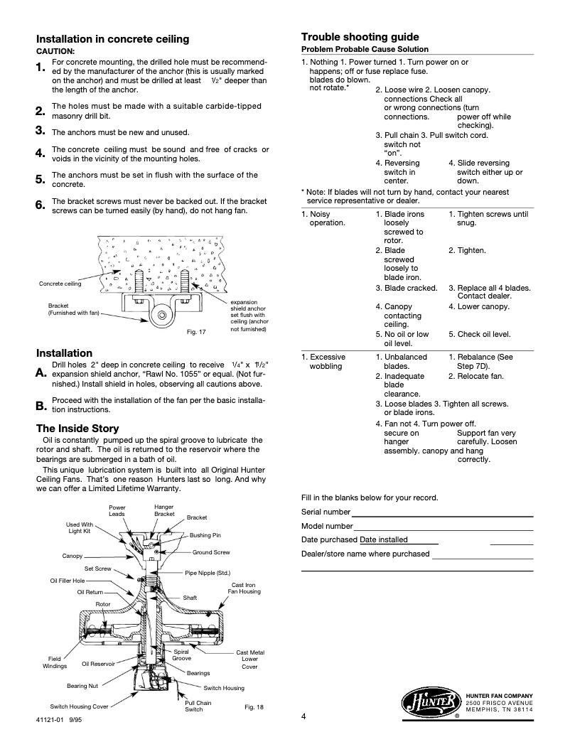 Page n°1 - Manuel utilisateur Hunter 23852