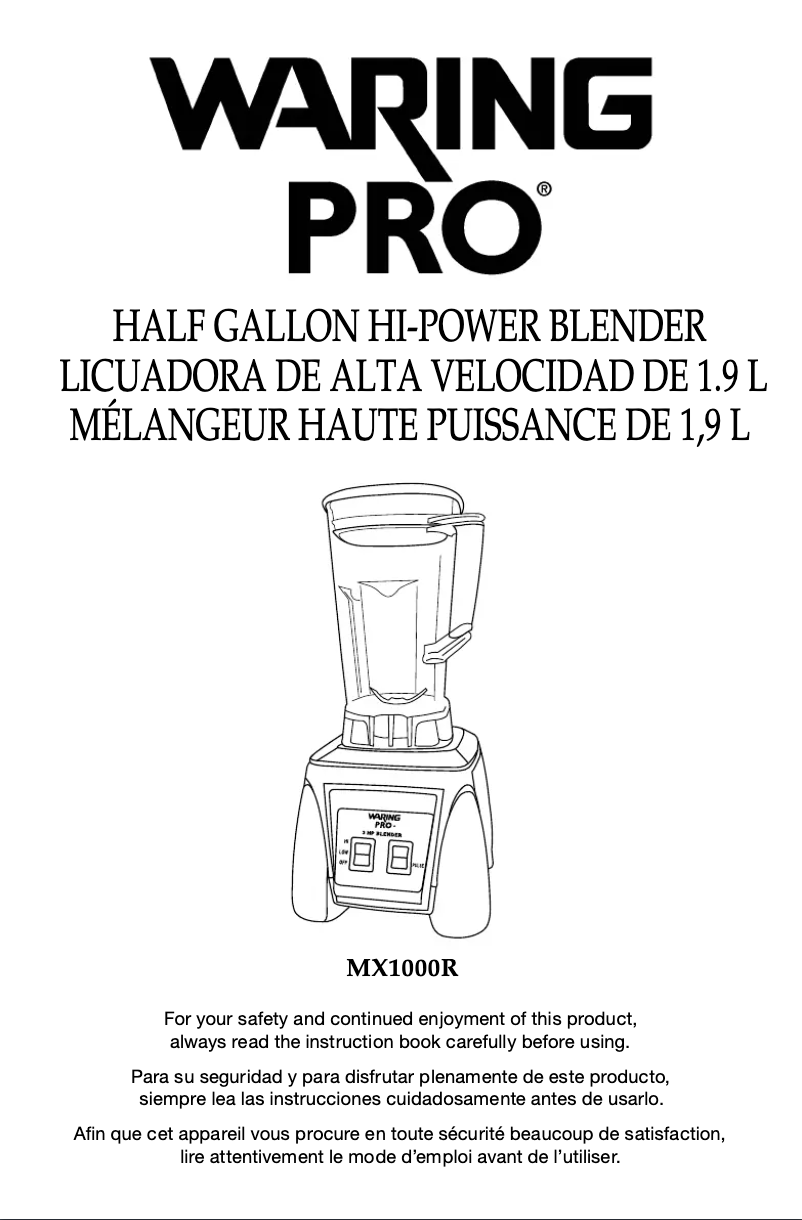 Page 1 of the manual User Manual Waring Pro XTREME MX1000R