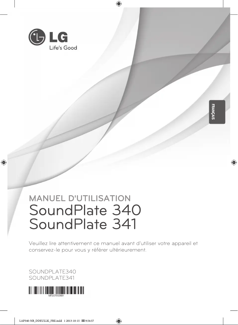 Page 1 de la notice Manuel utilisateur LG SoundPlate LAP341