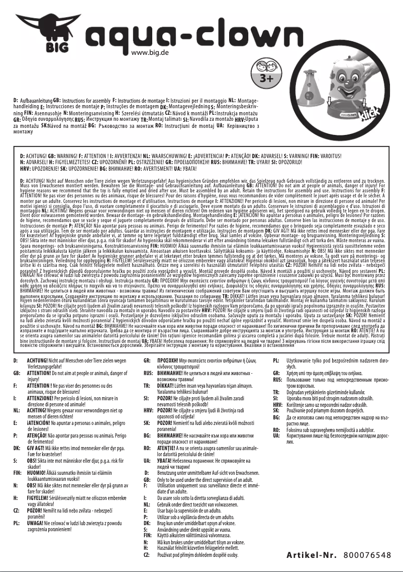 Página 1 del manual Manual de usuario BIG Aqua Clown