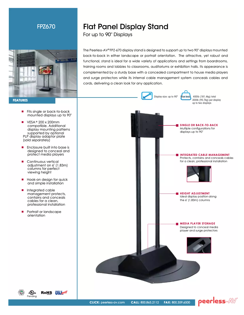 Page 1 de la notice Manuel utilisateur Peerless-AV FPZ-670