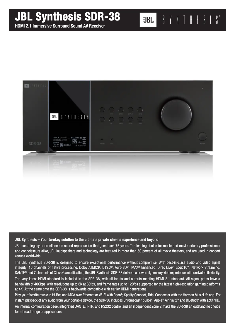 Image de la première page du manuel de l'appareil Synthesis SDR-38