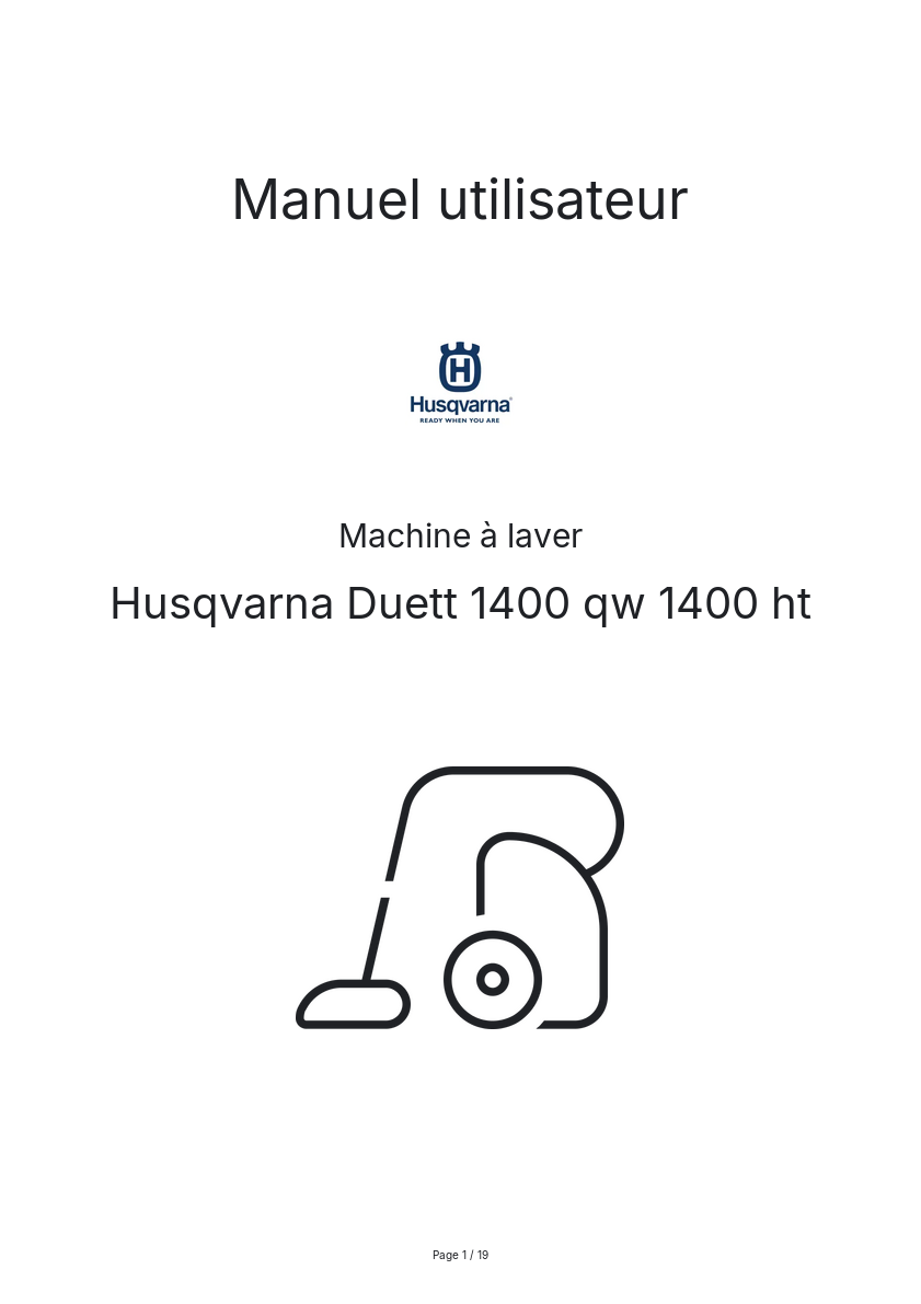 Image de la première page du manuel de l'appareil Duett 1400 qw 1400 ht