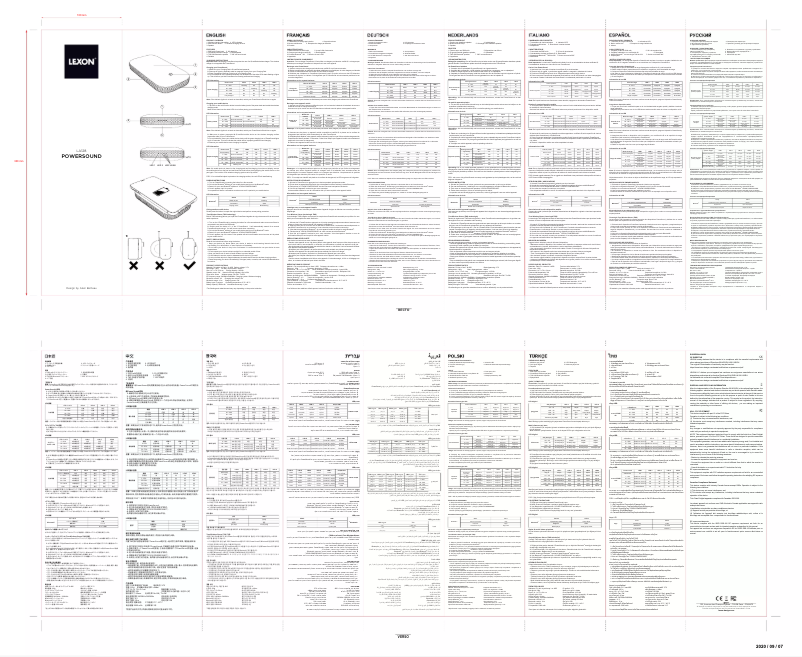 Page n°1 - Manuel utilisateur Lexon Powersound