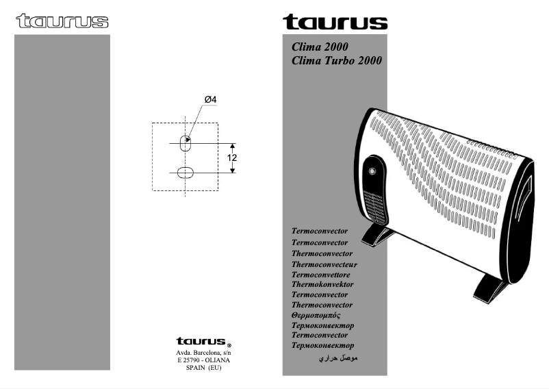 Page n°1 - Manuel utilisateur Taurus Clima 2000