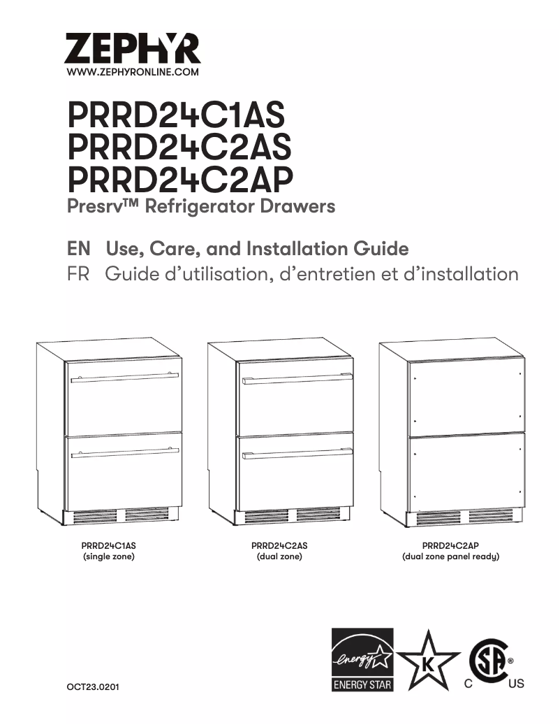 Página 1 del manual Manual de usuario Zephyr Presrv PRRD24C1AS