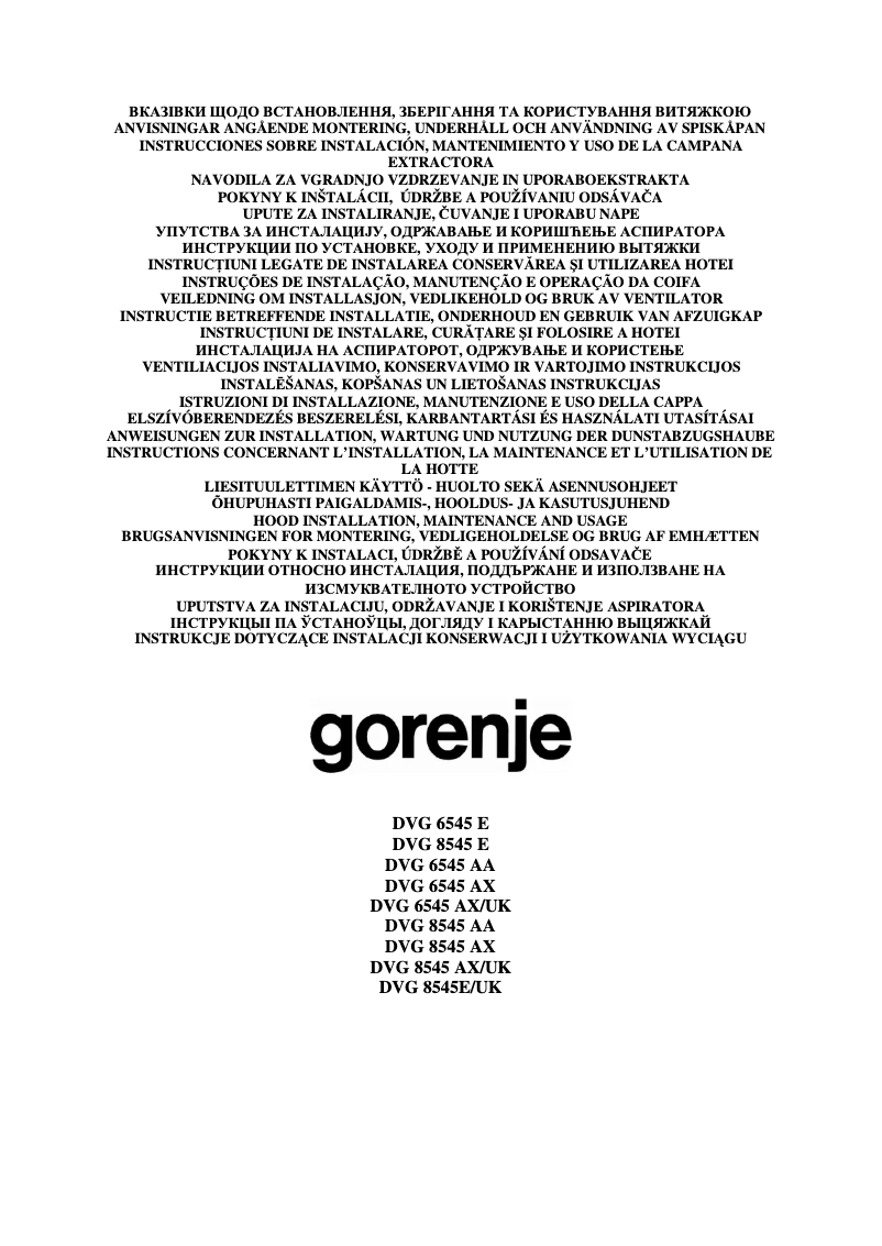 Page n°1 - Manuel utilisateur Gorenje DVG6545AXUK