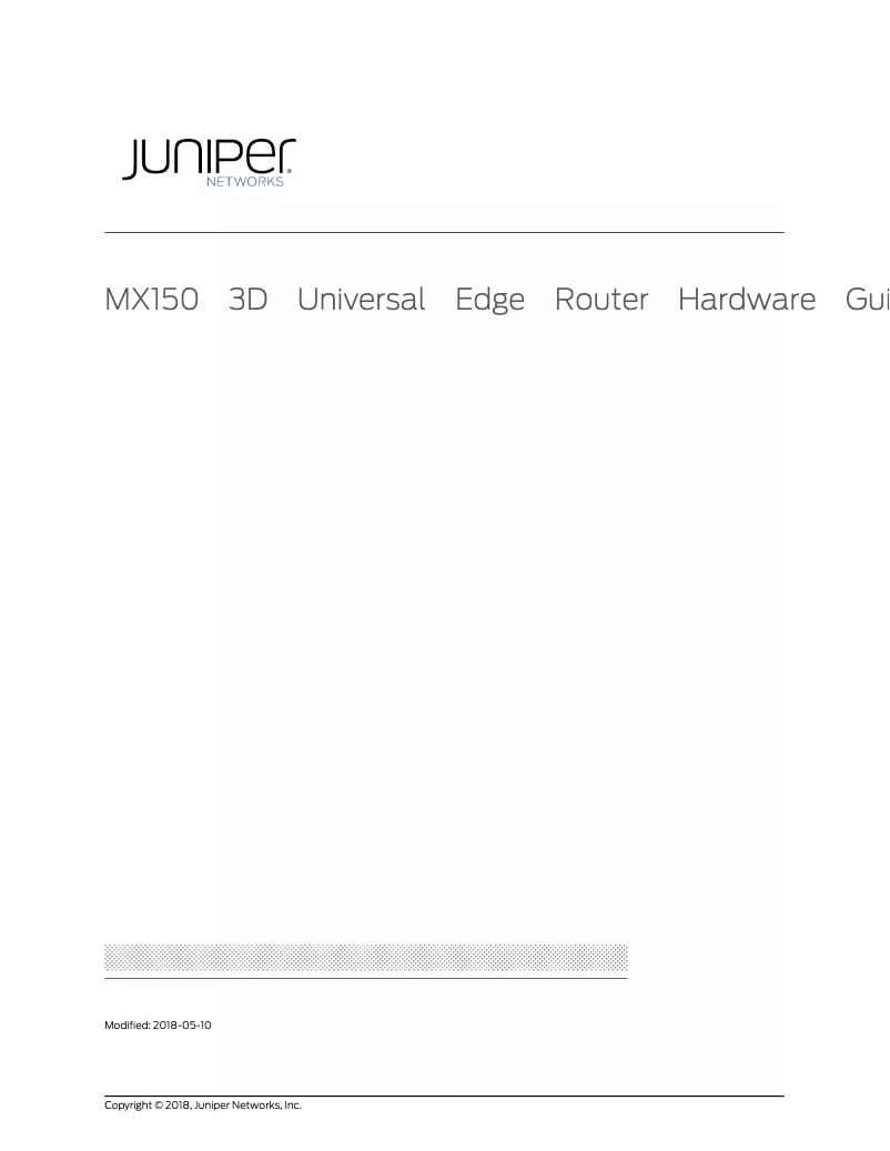 Page 1 de la notice Manuel utilisateur Juniper MX150
