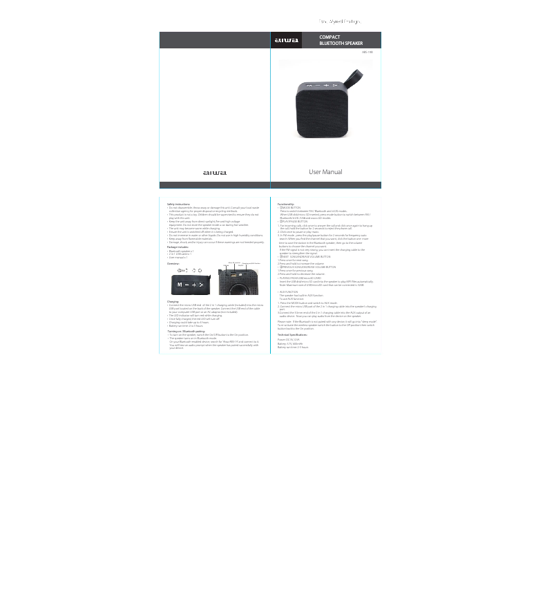 Page 1 de la notice Manuel utilisateur Aiwa ABS-19B