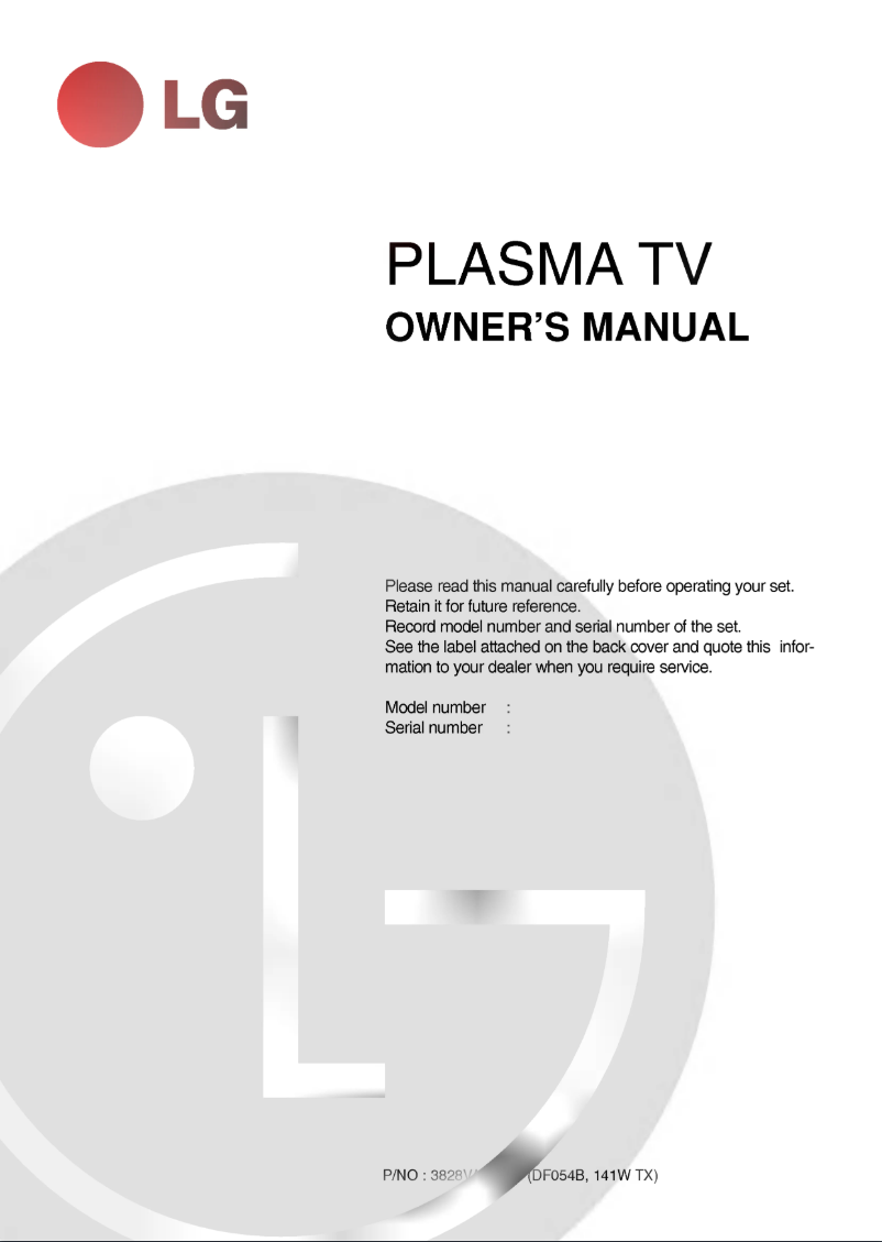 Page 1 de la notice Manuel utilisateur LG 50PX4D