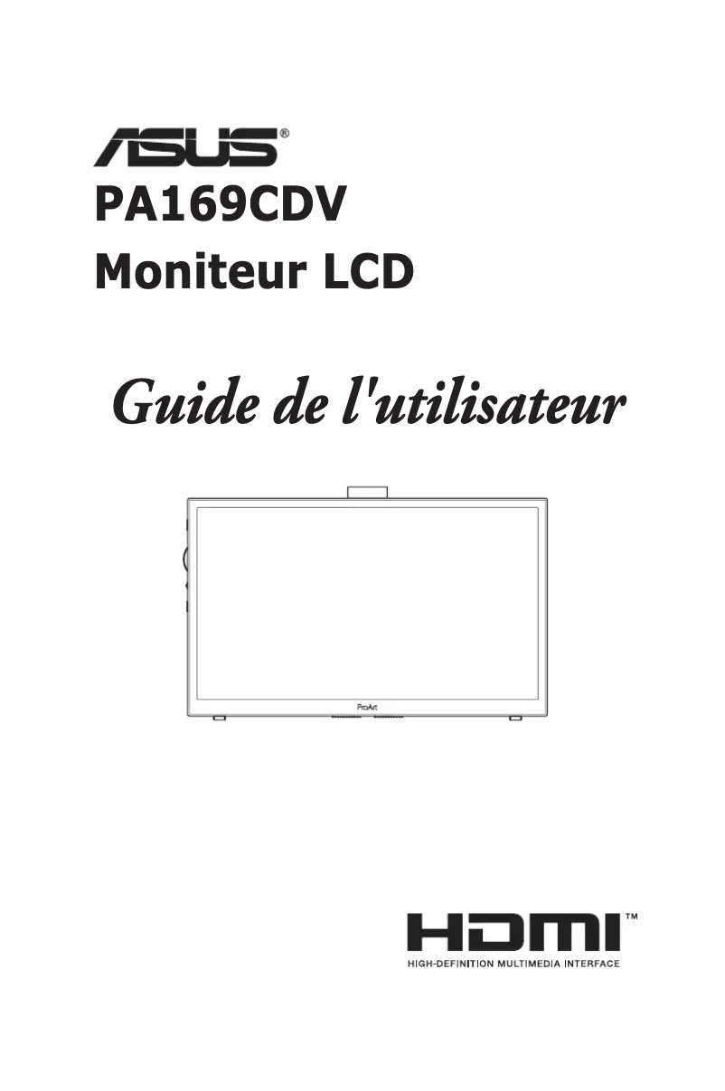 Page 1 de la notice Manuel utilisateur Asus ProArt PA169CDV