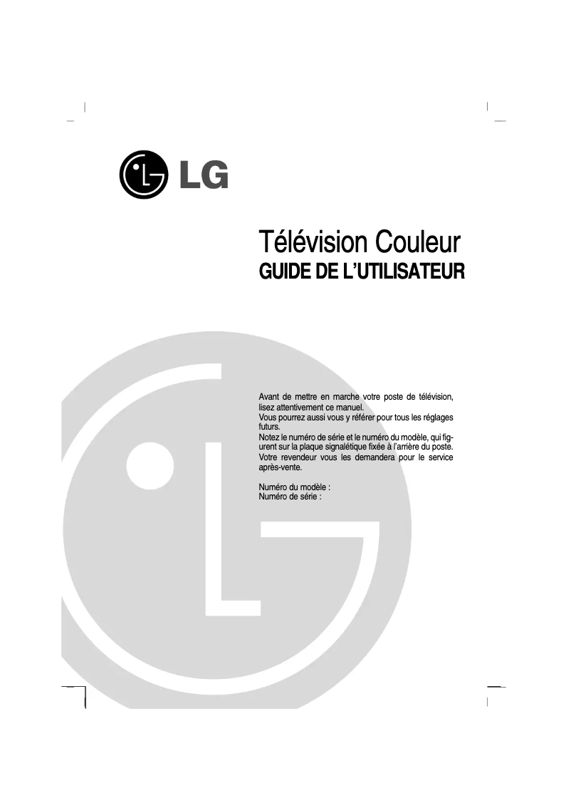 Page n°1 - Manuel utilisateur LG 21FU6TL