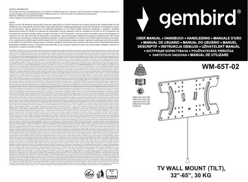 Page 1 de la notice Manuel utilisateur Gembird WM-65T-02