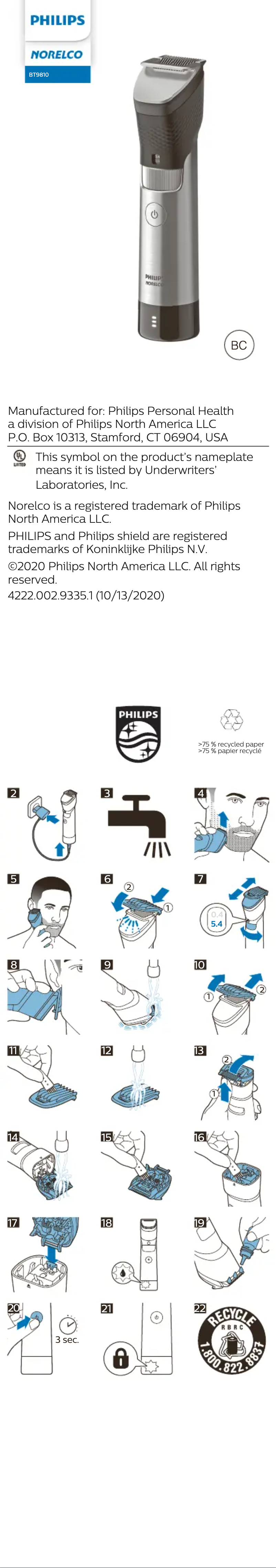 Page n°1 - Manuel utilisateur Philips 9000 Prestige BT9810