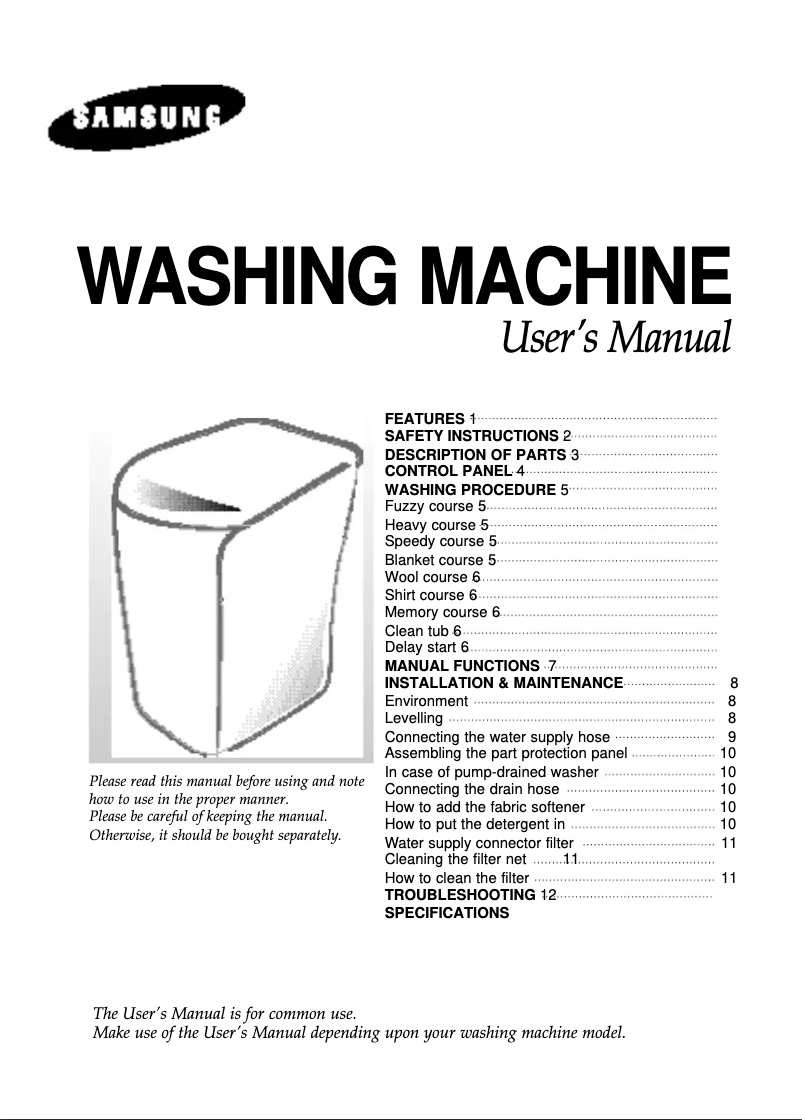 Image de la première page du manuel de l'appareil WA12KS