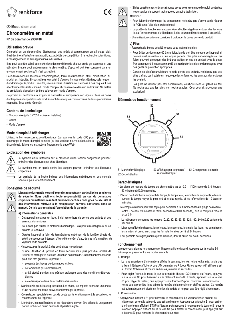 Page 1 de la notice Manuel utilisateur Renkforce RF-SW-200