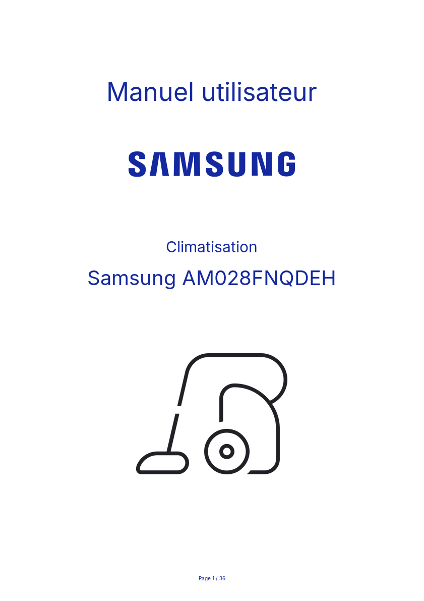 Page n°1 - Manuel utilisateur Samsung AM028FNQDEH