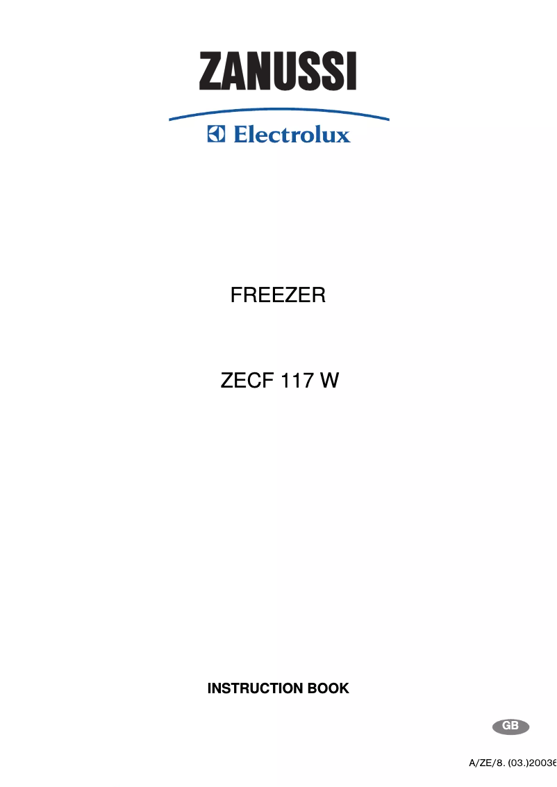Page n°1 - Manuel utilisateur Zanussi-Electrolux ZECF117W
