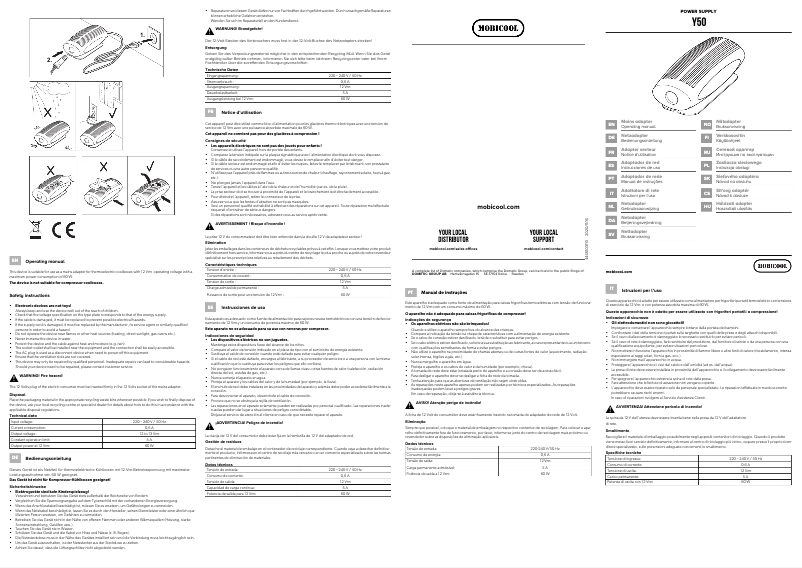 Image de la première page du manuel de l'appareil Y50