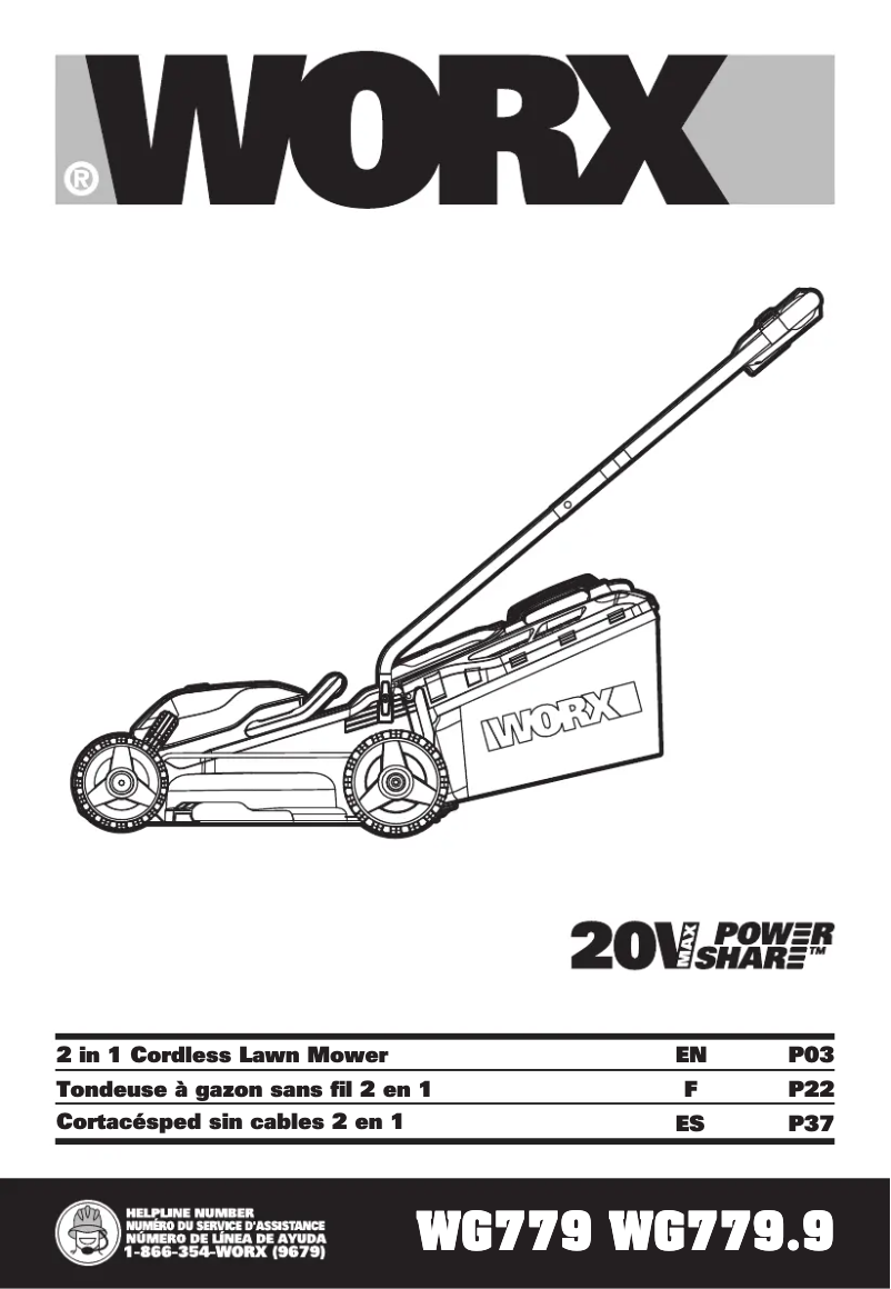 Page n°1 - Manuel utilisateur Worx WG934