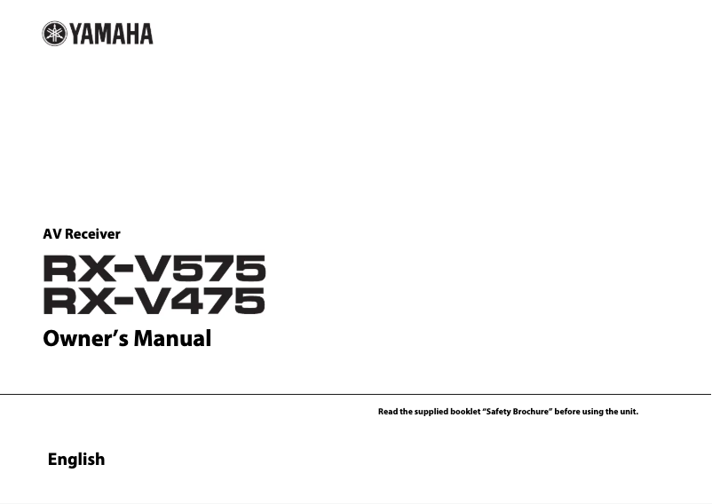 Page n°1 - Manuel utilisateur Yamaha RXV475BL