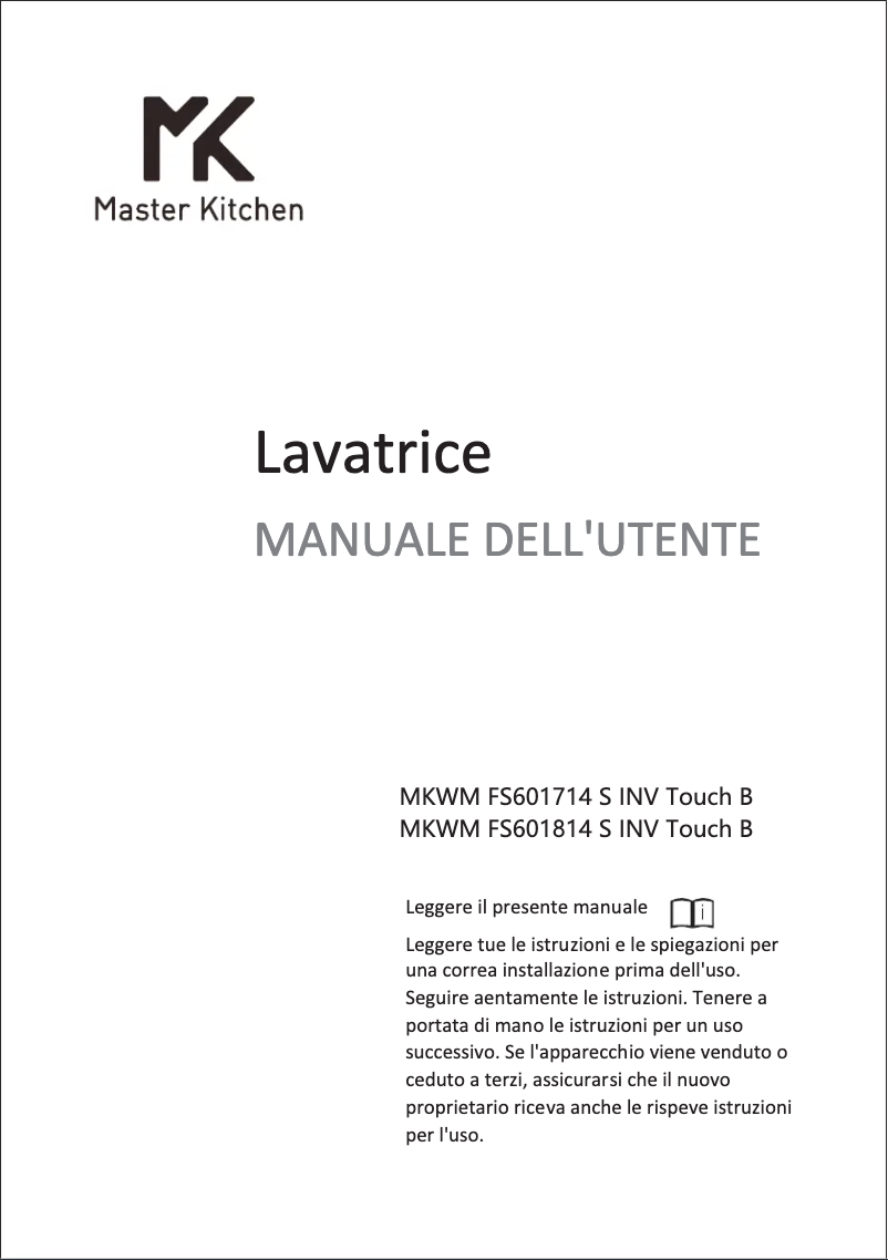 Page 1 de la notice Manuel utilisateur Master Kitchen MKWM FS601714 S INV TOUCH B