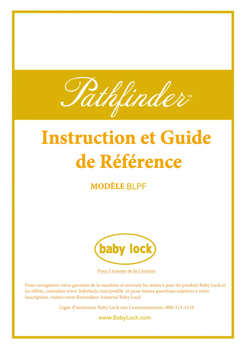 Page 1 de la notice Manuel utilisateur Baby Lock Pathfinder
