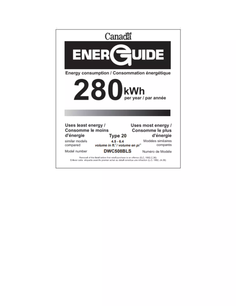 Página 1 del manual Etiqueta energética Danby DWC508BLS