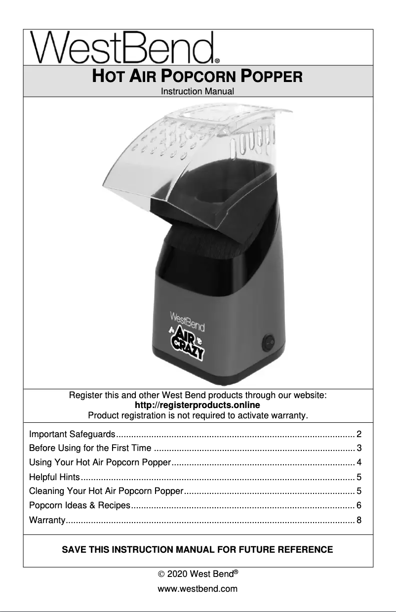 Image de la première page du manuel de l'appareil Air Crazy PC8448RD13