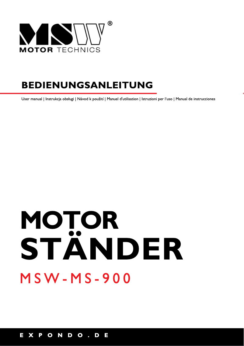 Page n°1 - Manuel utilisateur MSW MSW-MS-900