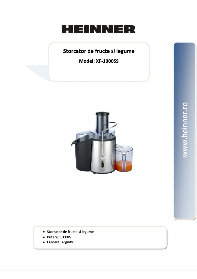 Page 1 de la notice Manuel utilisateur Heinner XF-1000SS