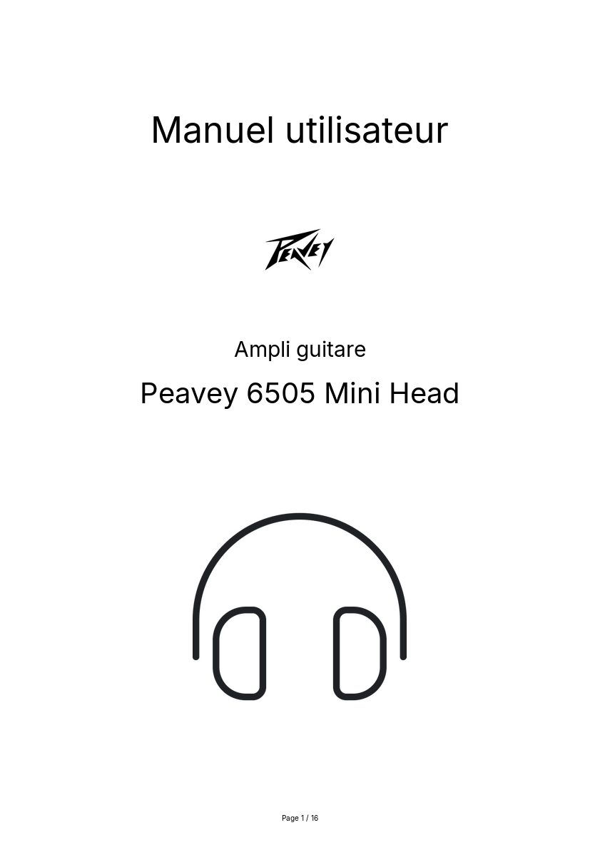 Page n°1 - Manuel utilisateur Peavey 6505 Mini Head