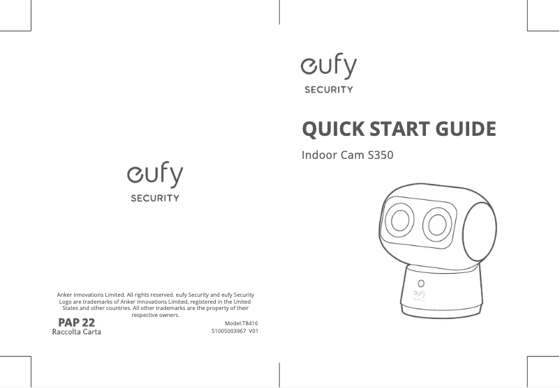 Page 1 de la notice Manuel utilisateur Eufy Indoor Cam S350