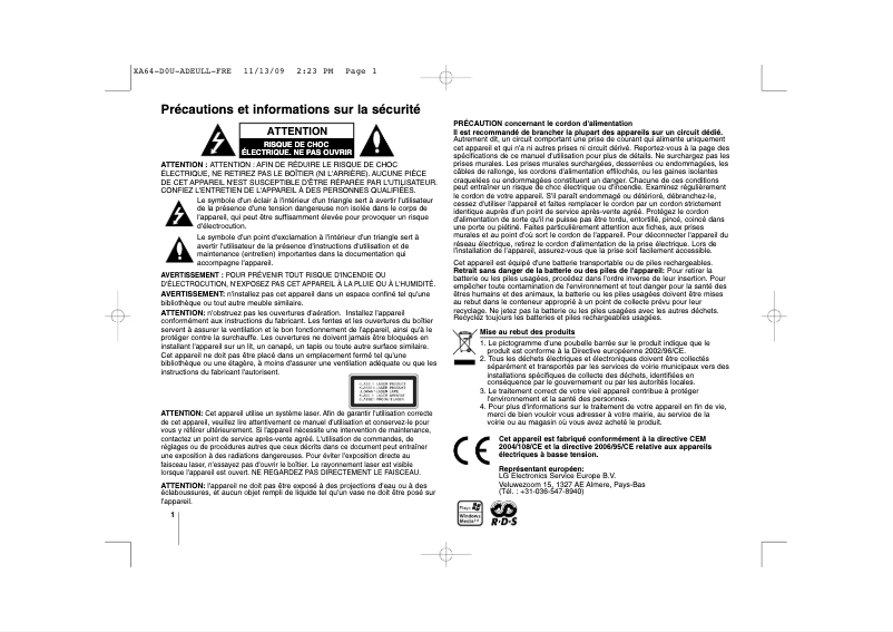 Imagen de la primera página del manual del dispositivo XA64
