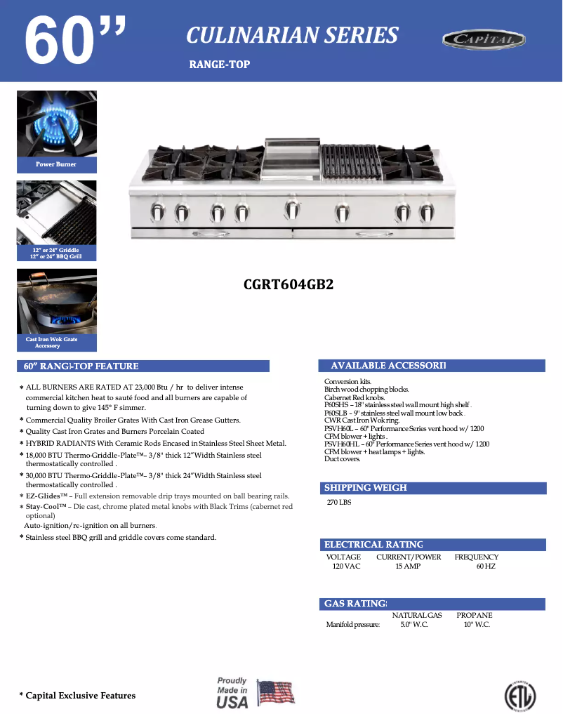 Page 1 de la notice Guide d'installation Capital CGRT604BB2L