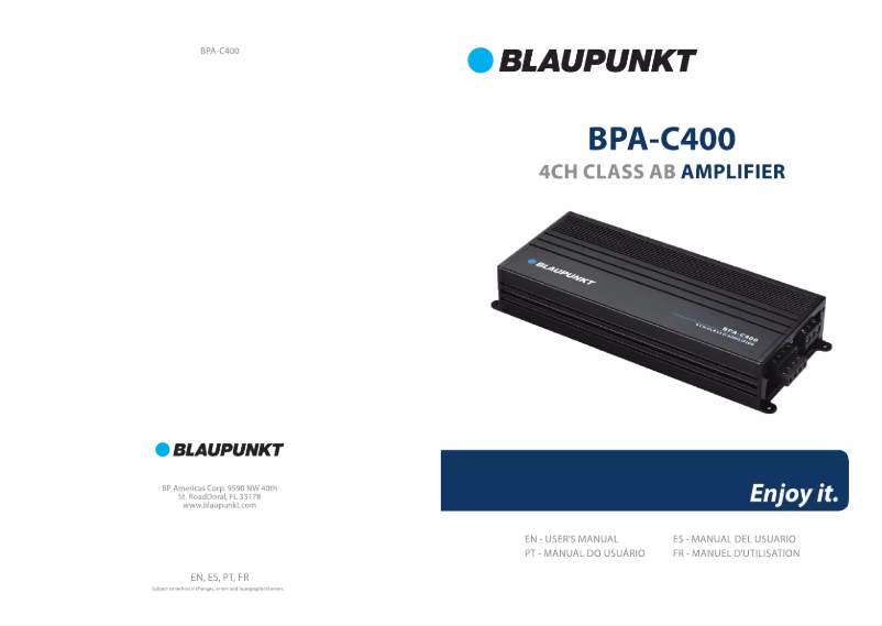 Page n°1 - Manuel utilisateur Blaupunkt BPA-C400