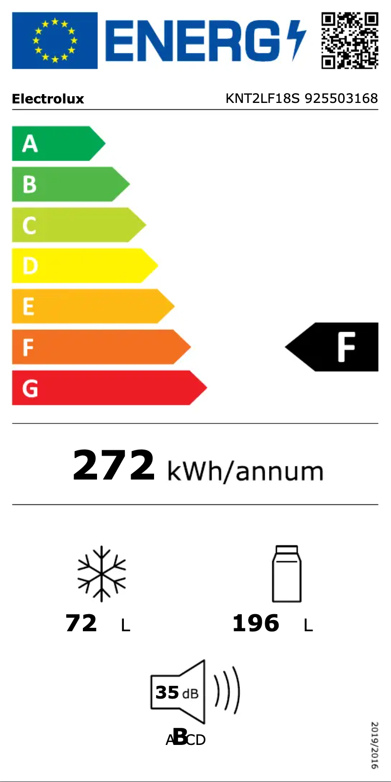 Page n°1 - Label énergétique AEG KNT2LF18S