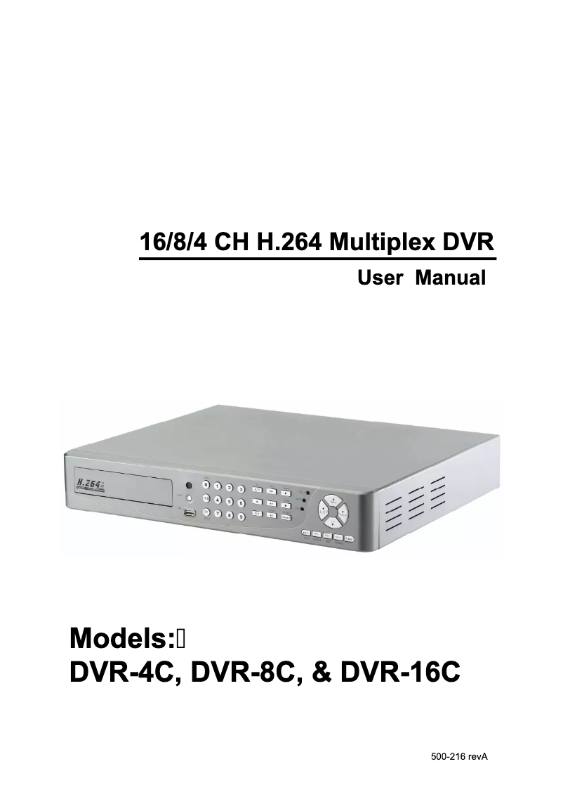 Page n°1 - Manuel utilisateur Channel Vision DVR-16C