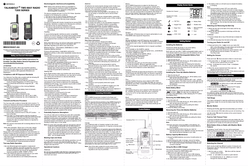 Image de la première page du manuel de l'appareil Talkabout T265