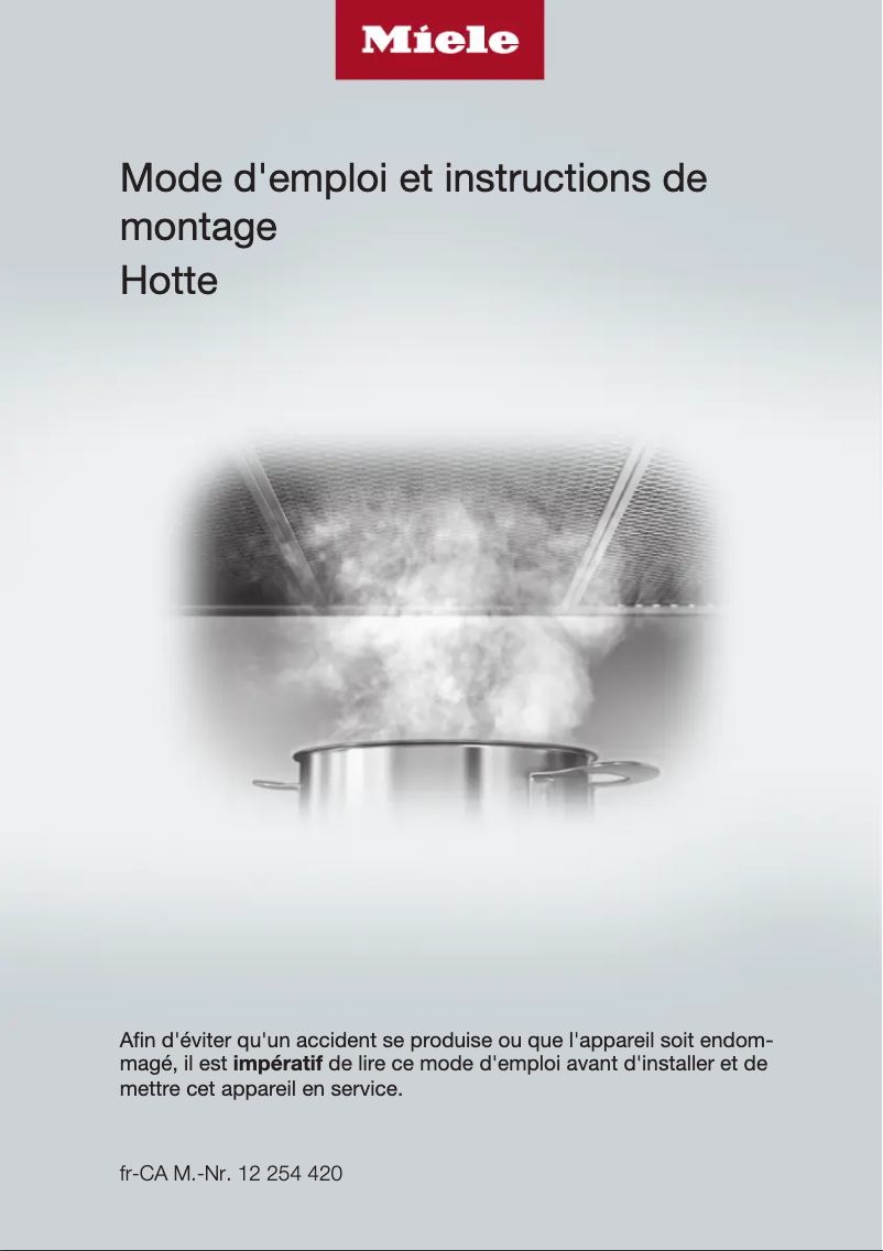 Page n°1 - Manuel utilisateur Miele DA 2588