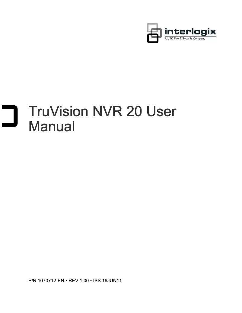 Page 1 de la notice Manuel utilisateur Interlogix TruVision TVN-2008