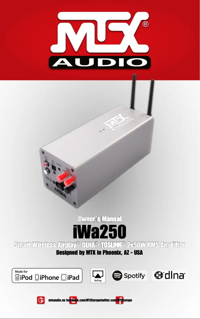 Page n°1 - Manuel utilisateur MTX Audio iWa250