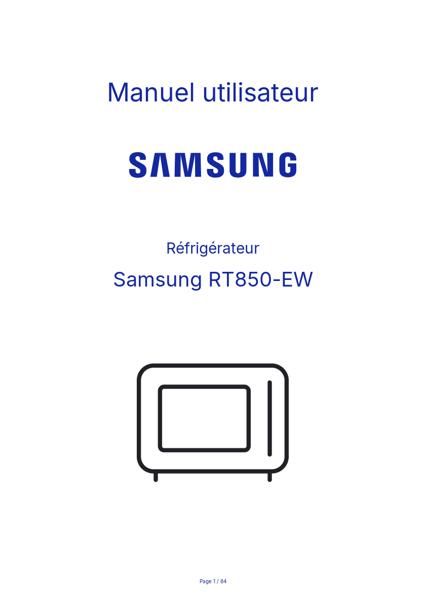 Page n°1 - Manuel utilisateur Samsung RT850-EW
