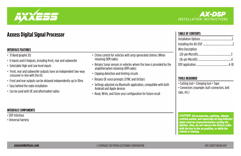 Image de la première page du manuel de l'appareil AX-DSP