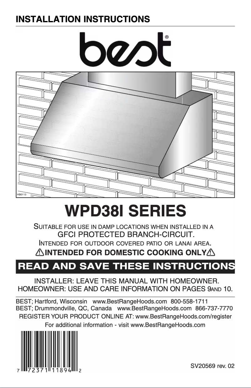 Page 1 de la notice Guide d'installation Best WPD38I
