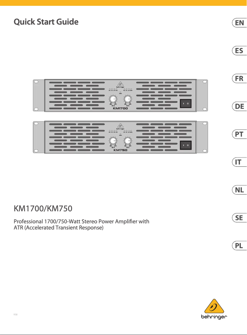 Page 1 de la notice Guide de démarrage rapide Behringer KM750